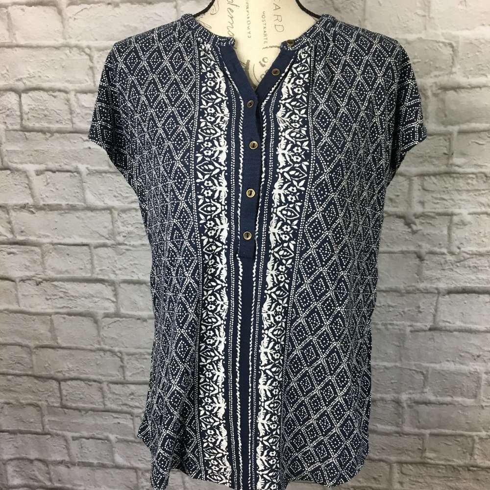 Lucky Brand Blue & White Tee Size S